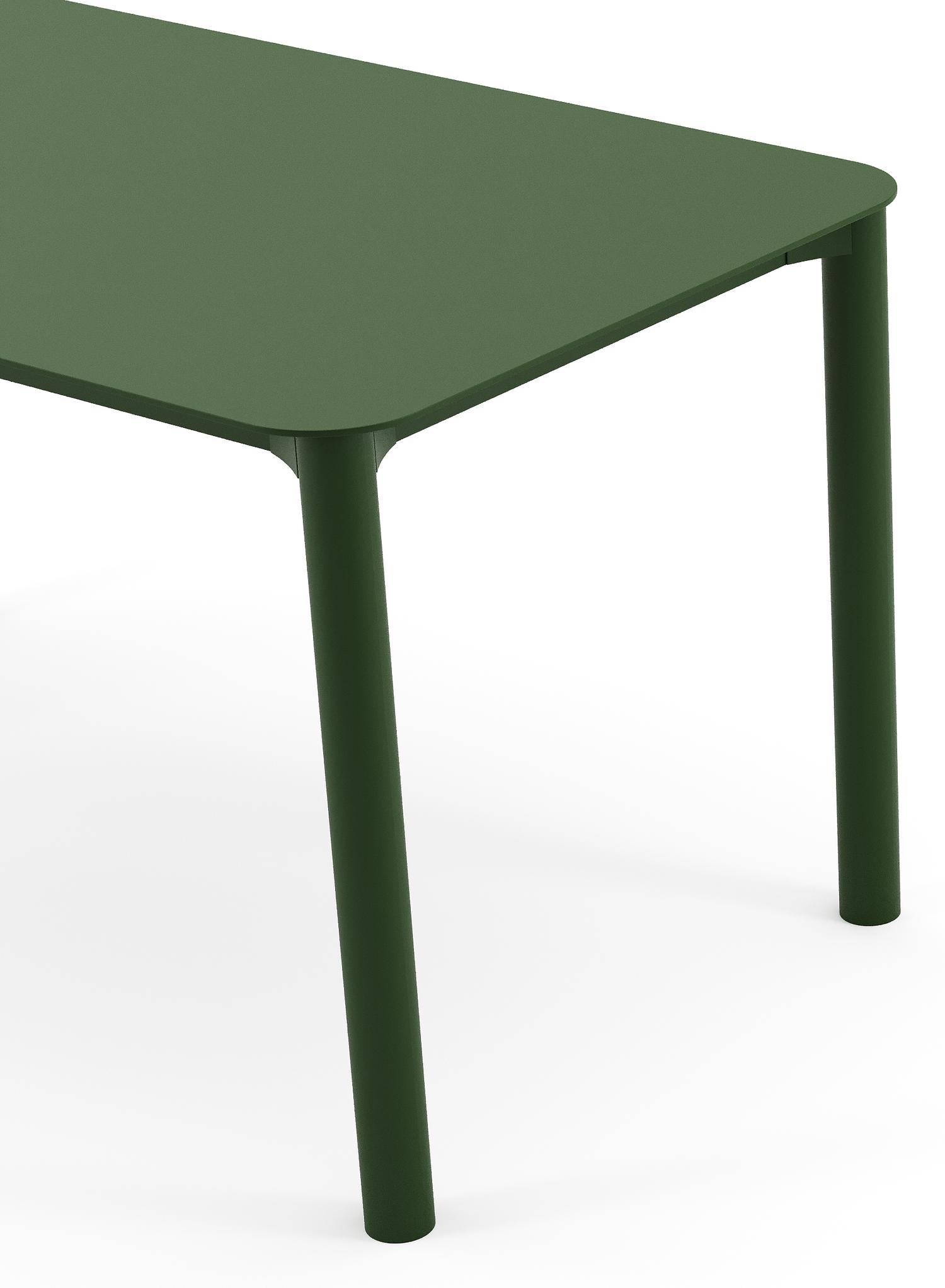 Orso tuintafel rechthoekig afgerond in groen aluminium - L 140 x B 80 x H 74.5 cm