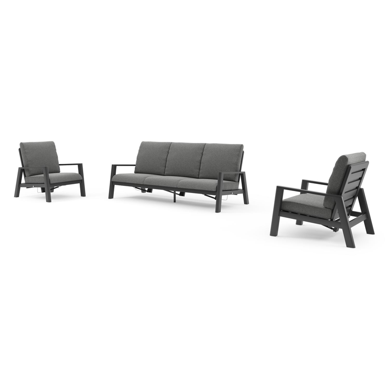 Cirello loungeset in zwart aluminium met catania black all weather cosytica kussen