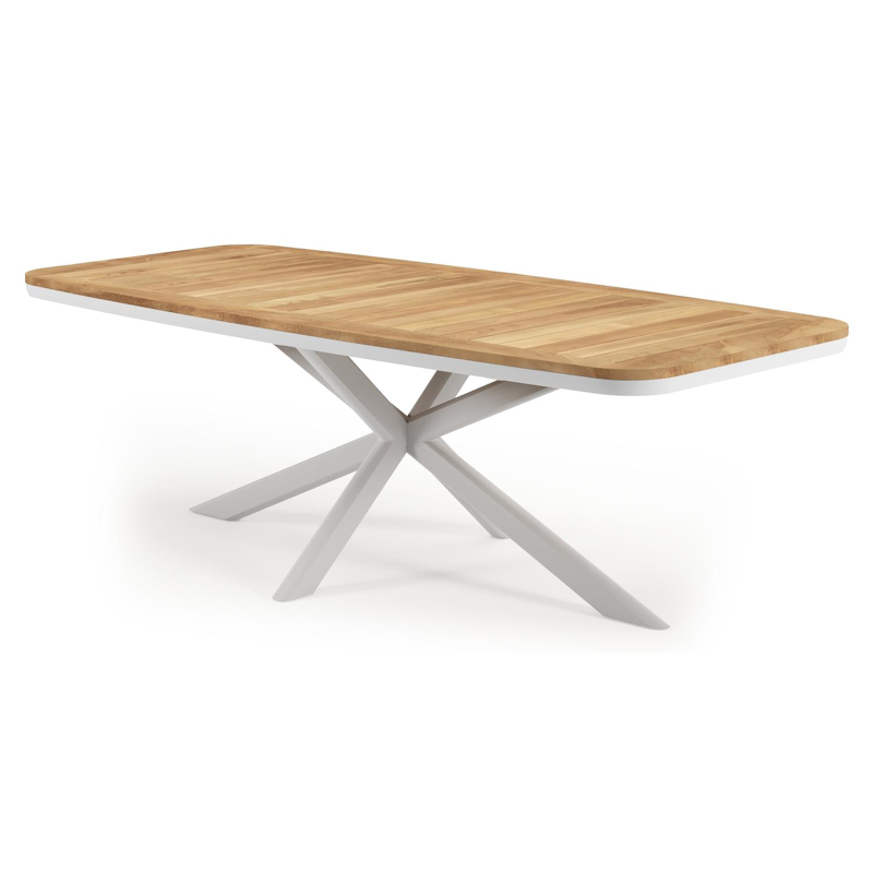 Pamplona bootvormige tuinset in wit aluminium en teak natural finish met 8 Cosa tuinstoelen