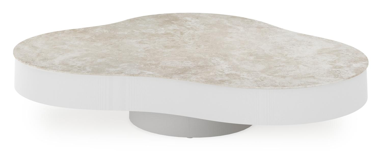 Lomano loungetafel in wit aluminium en volkeramiek Rapolano - L 131 x B 108 x H 8 cm