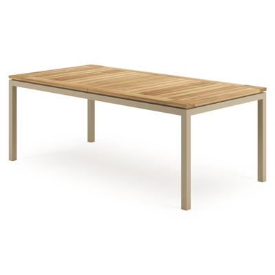 Amalfi verlengbare tuintafel rechthoekig in beige aluminium en teak - L 200-280 x B 100 x H 75 cm