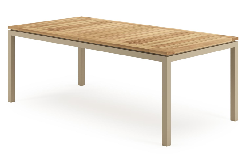 Amalfi verlengbare tuintafel rechthoekig in beige aluminium en teak - L 200-280 x B 100 x H 75 cm