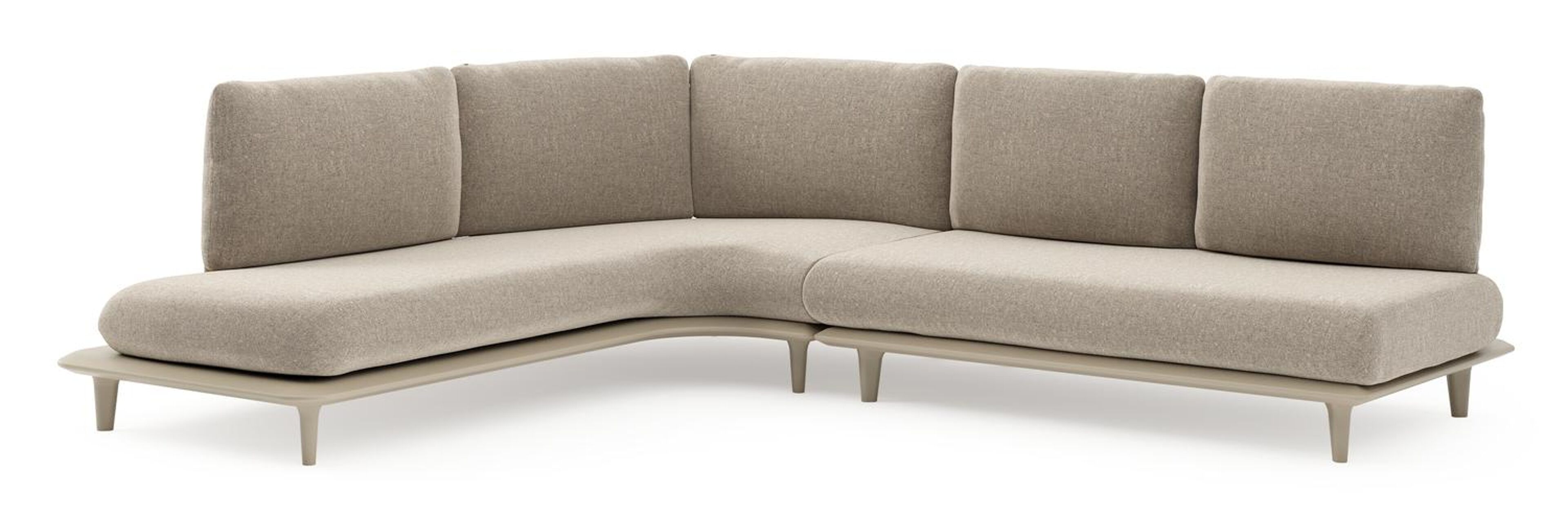 Bomero loungehoek in beige aluminium met chartres pewter all weather sunbrella® luxe kussen