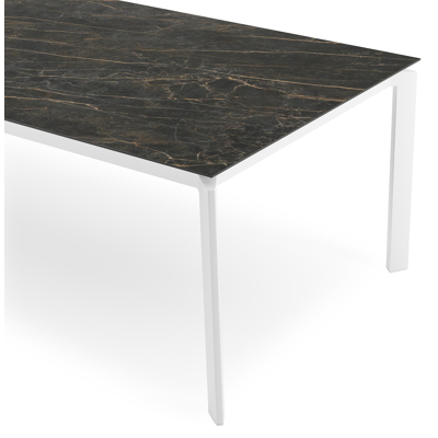 Cirello tuintafel rechthoekig in wit aluminium en volkeramiek Black Obsession - L 280 x B 110 x H 75 cm