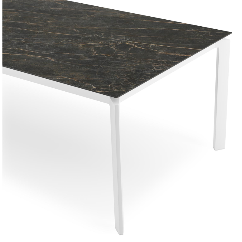 Cirello tuintafel rechthoekig in wit aluminium en volkeramiek Black Obsession - L 280 x B 110 x H 75 cm