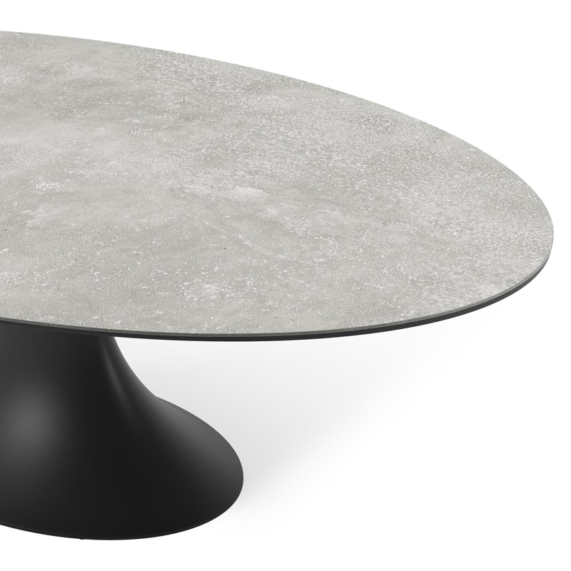 Table de jardin Fano ovale en aluminium noir et céramique pleine New York - Lg. 240 x Lrg. 135 x Haut. 75 cm