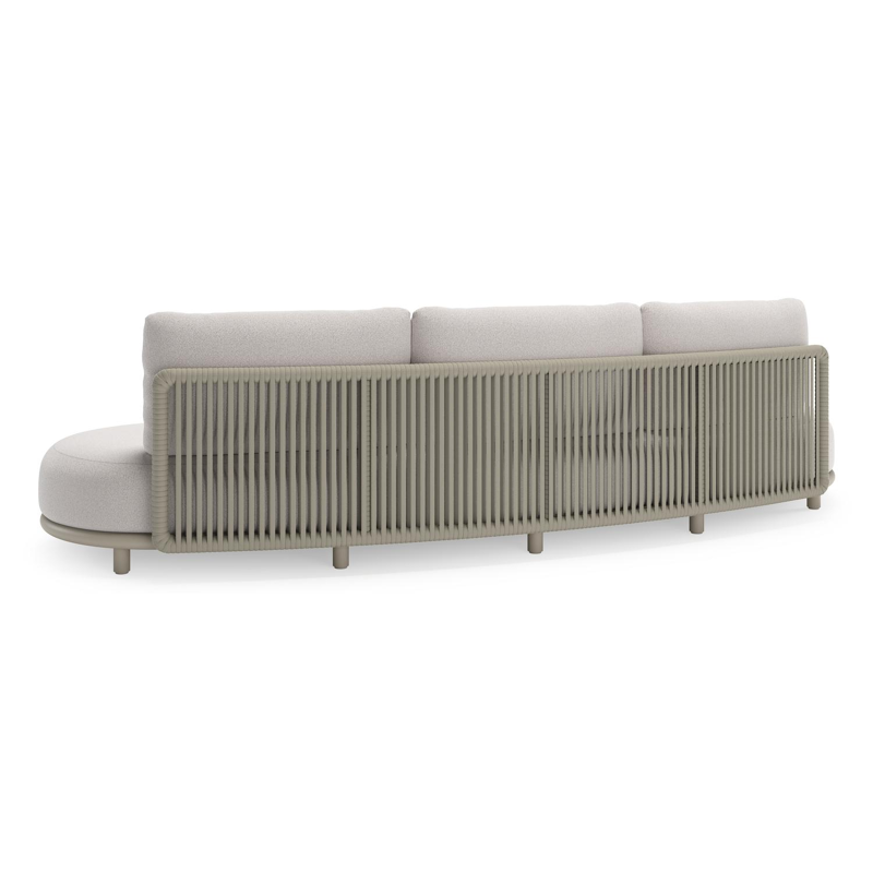 Lomano loungebank in beige aluminium en beige verticaal geweven luxe vlakke rope met Ego Eggshell all weather solica