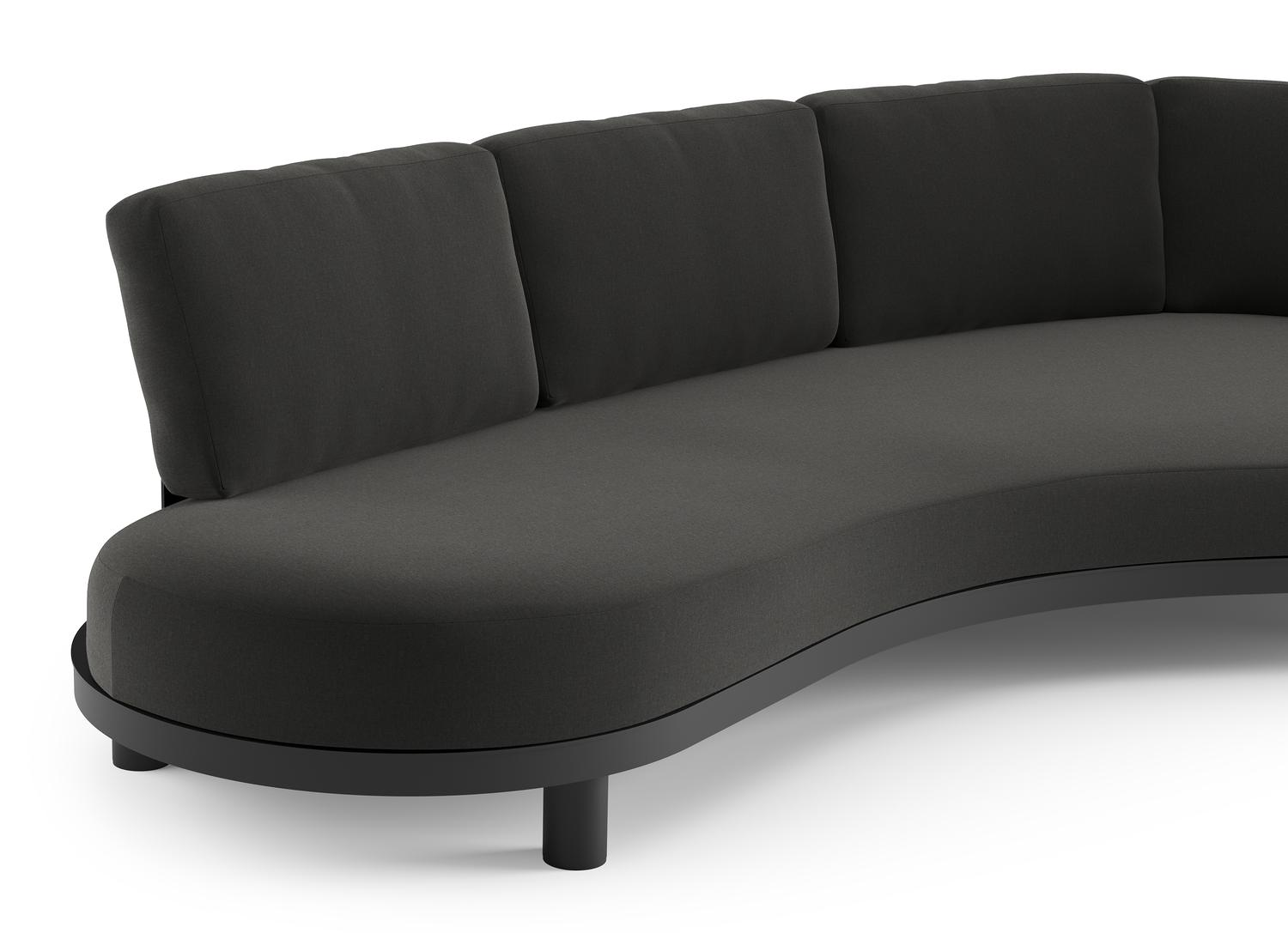Donato loungebank in zwart aluminium met natte sooty all weather sunbrella® luxe kussen