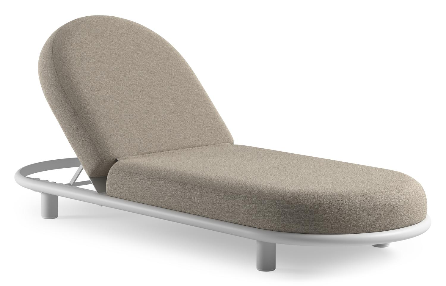 Lomano verstelbaar ligbed in wit aluminium met catania sand all weather cosytica