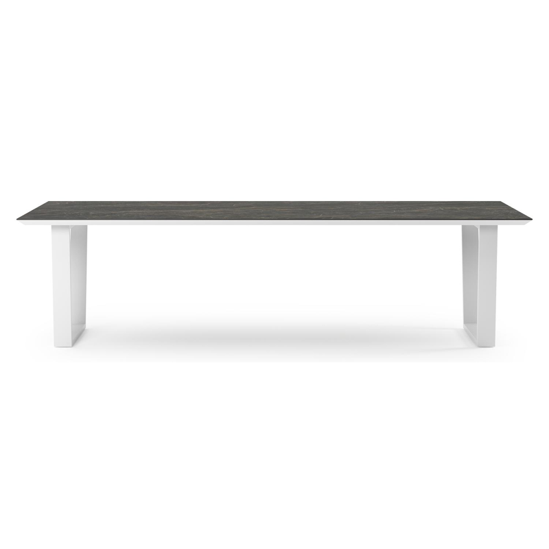 Pagino tuintafel rechthoekig in wit aluminium en volkeramiek Black Obsession - L 280 x B 110 x H 73.5 cm