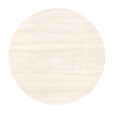 Table de jardin Fano ronde en aluminium blanc et céramique pleine Travertino Bianco - Diam. 85 x Haut. 74 cm