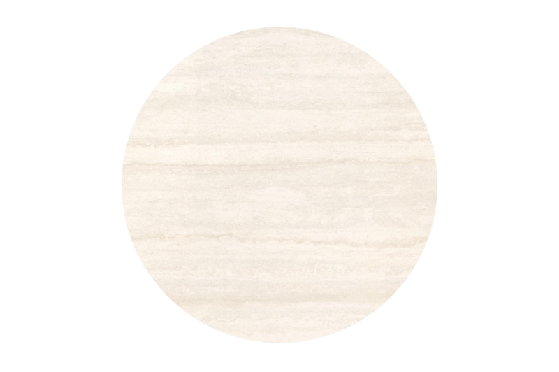 Table de jardin Fano ronde en aluminium blanc et céramique pleine Travertino Bianco - Diam. 85 x Haut. 74 cm