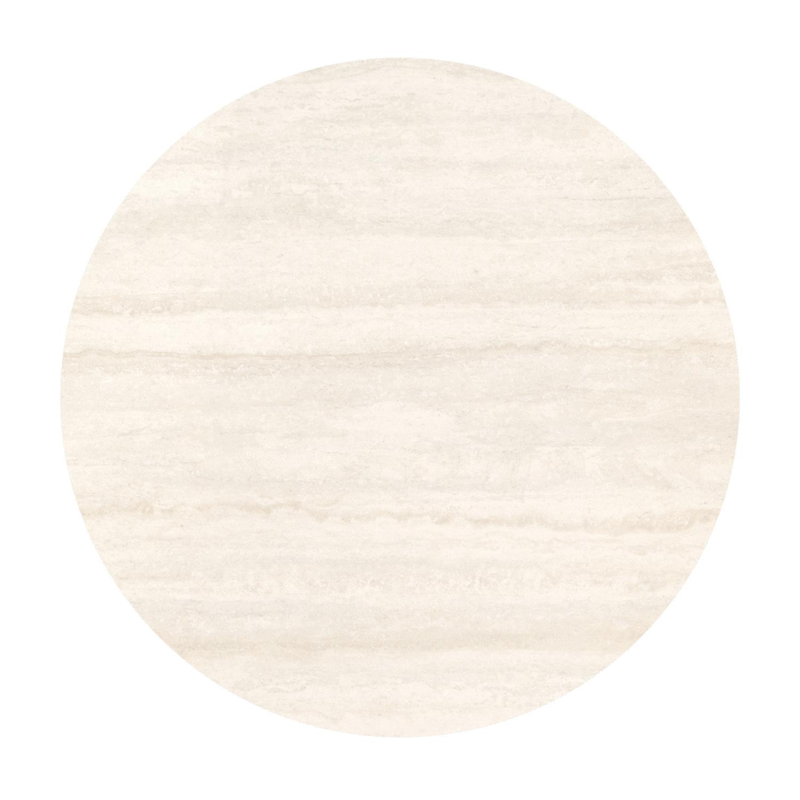 Table de jardin Fano ronde en aluminium blanc et céramique pleine Travertino Bianco - Diam. 85 x Haut. 74 cm