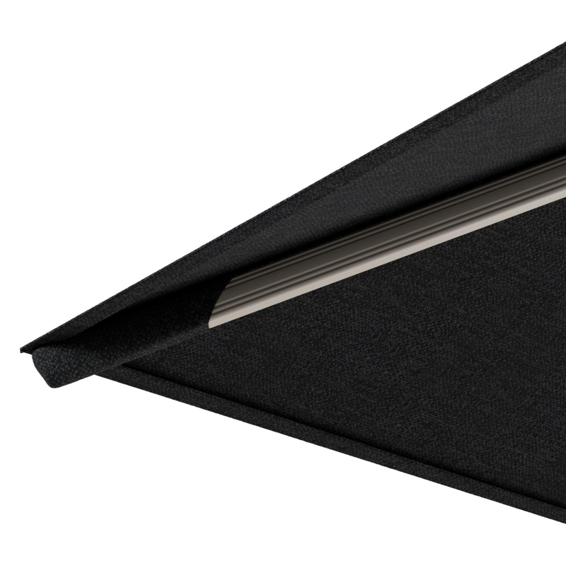 Parasol pendant Rufina avec fonction tilt en aluminium beige et toile de parasol en All Weather Sunbrella® Luxe Chartres Sooty - Lg.1 300 x Lg.2 300 cm avec pied de parasol Lapido 160 kg