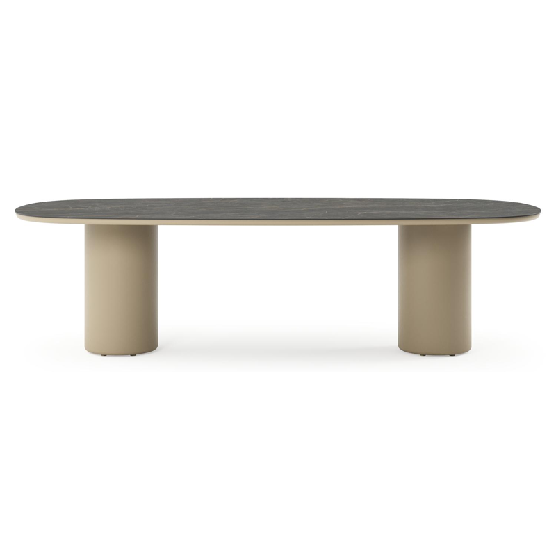 Amico tuintafel bombo in beige aluminium en volkeramiek Black Obsession - L 270 x B 125 x H 73.5 cm