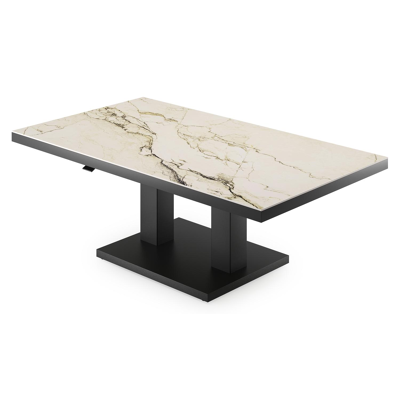 Cirello loungetafel in zwart aluminium en colorado dunes volkeramiek - L 140 x B 80 x H 71 cm