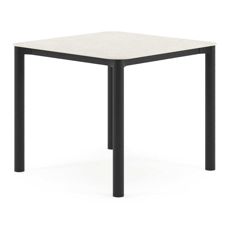 Orso tuintafel rechthoekig afgerond in zwart aluminium en volkeramiek Shilin - L 90 x B 90 x H 74.5 cm