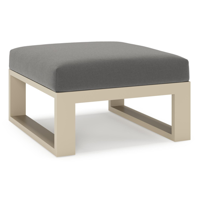 Verato poef in beige aluminium met natte charcoal chine all weather sunbrella® luxe kussen