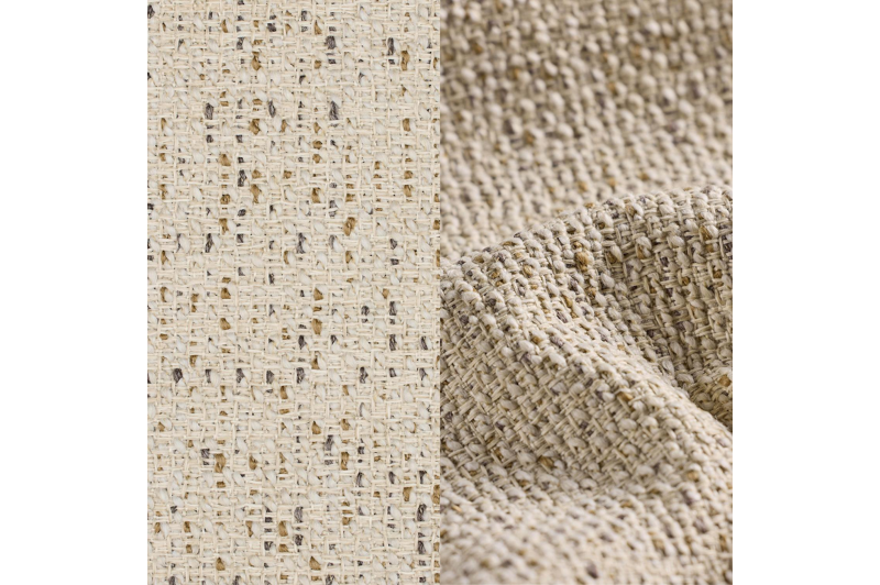 Lomano loungehoek in beige aluminium en beige verticaal geweven luxe vlakke rope met Bora Desert all weather cosytica