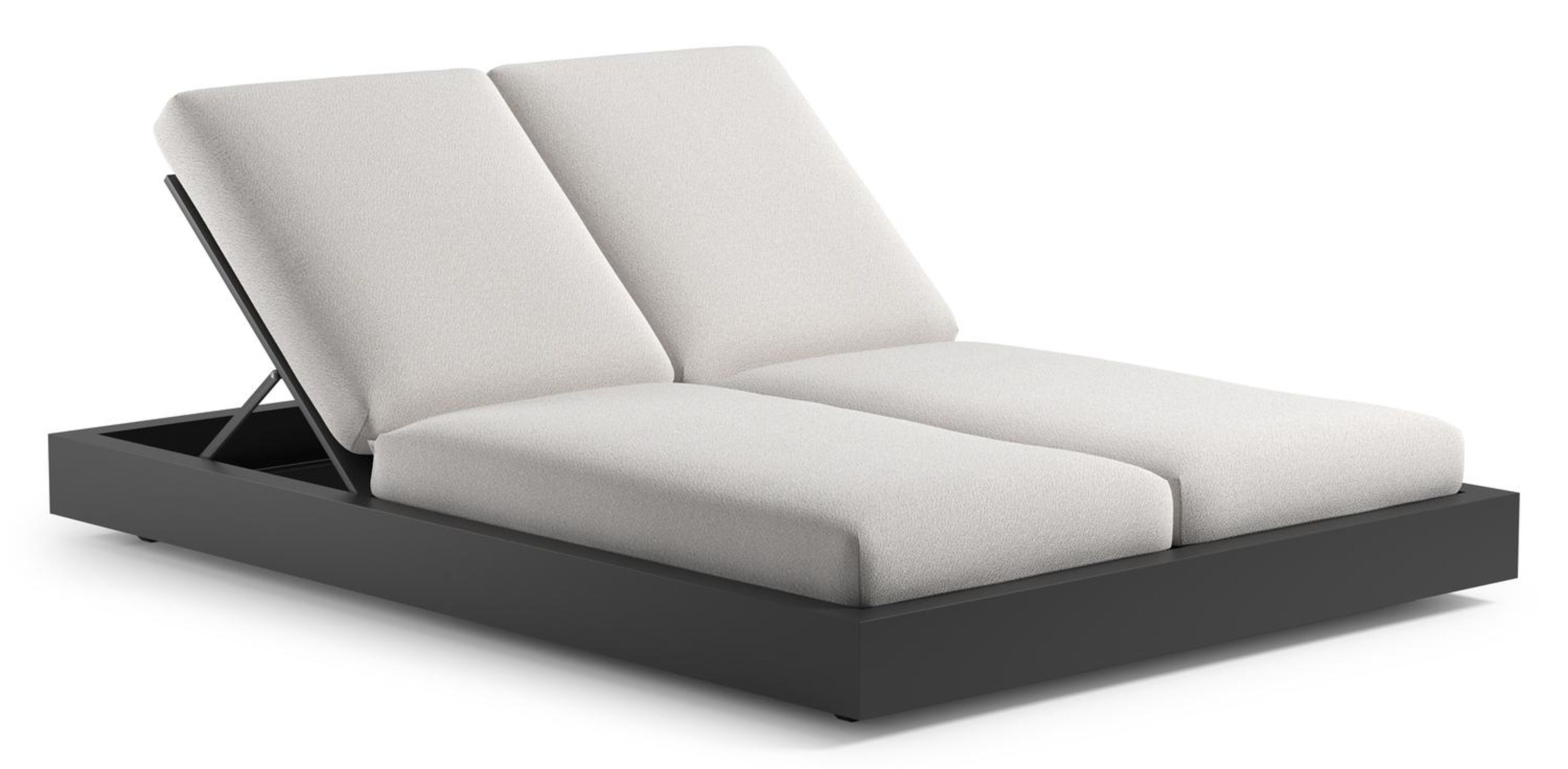 Como verstelbaar dubbel ligbed in zwart aluminium met soul optik all weather Solica kussen