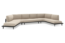 Boogvormige chaise longue rechts + 2-zit + chaise longue