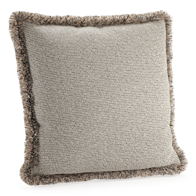 Sierkussen met franjes 45 x 45 cm in all weather solica firenze sand