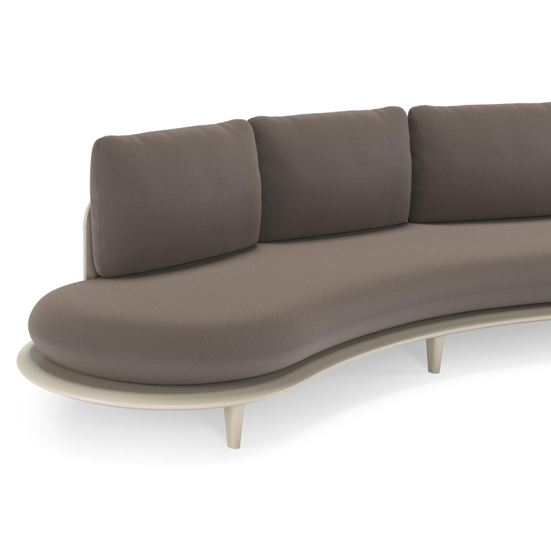 Bomero loungebank in beige aluminium met natte nature grey all weather sunbrella® luxe kussen