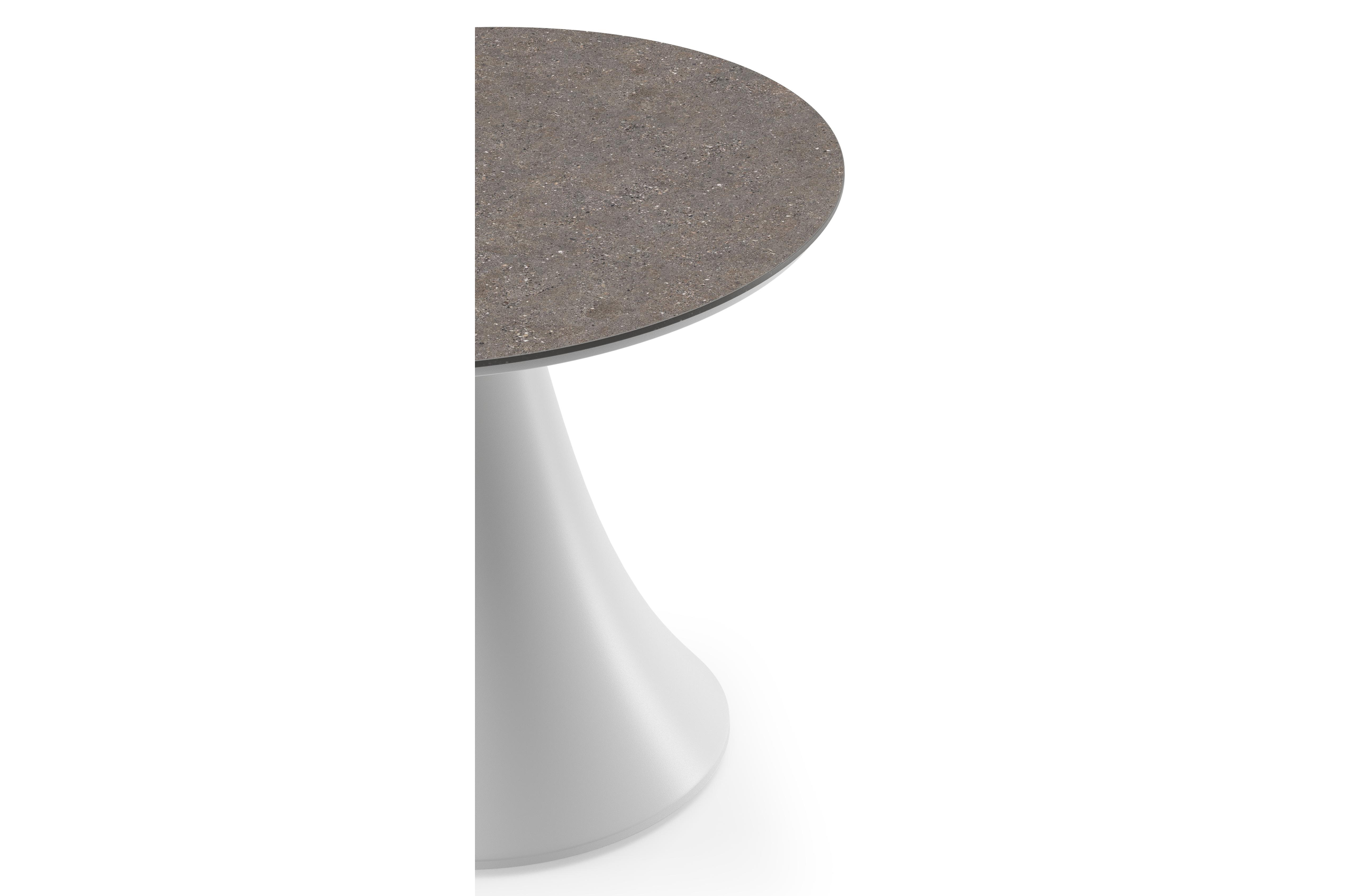 Fano low dining low dining loungetafel rond in wit aluminium en volkeramiek Wulong - Dia. 65 x H 55 cm