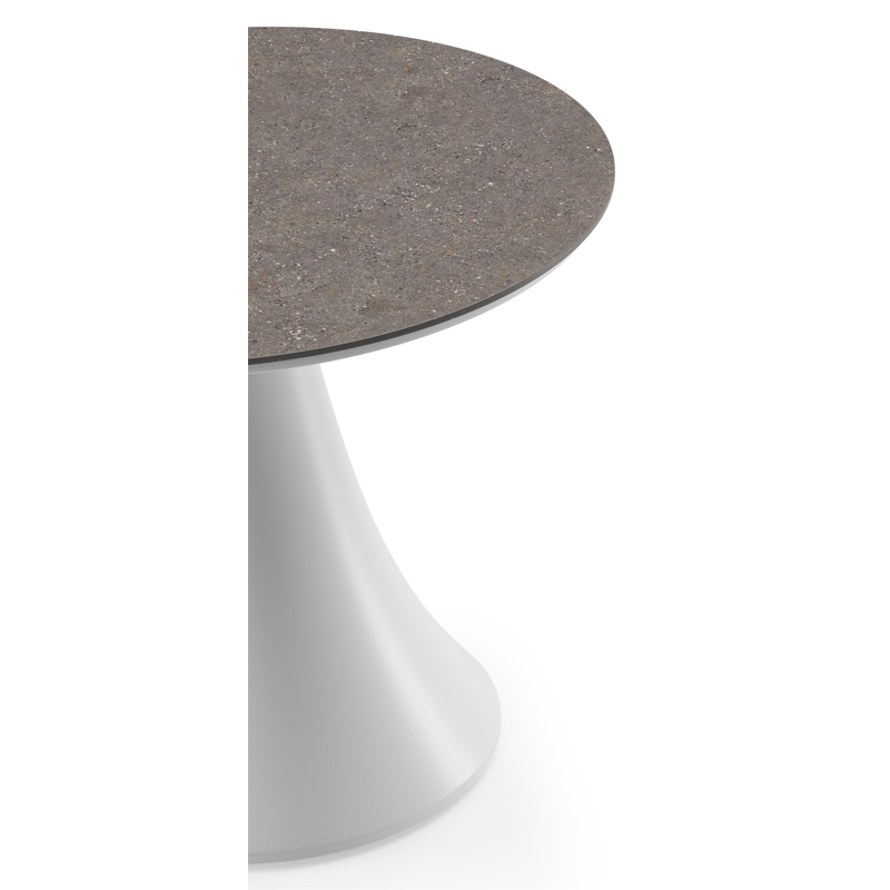 Fano low dining low dining loungetafel rond in wit aluminium en volkeramiek Wulong - Dia. 65 x H 55 cm