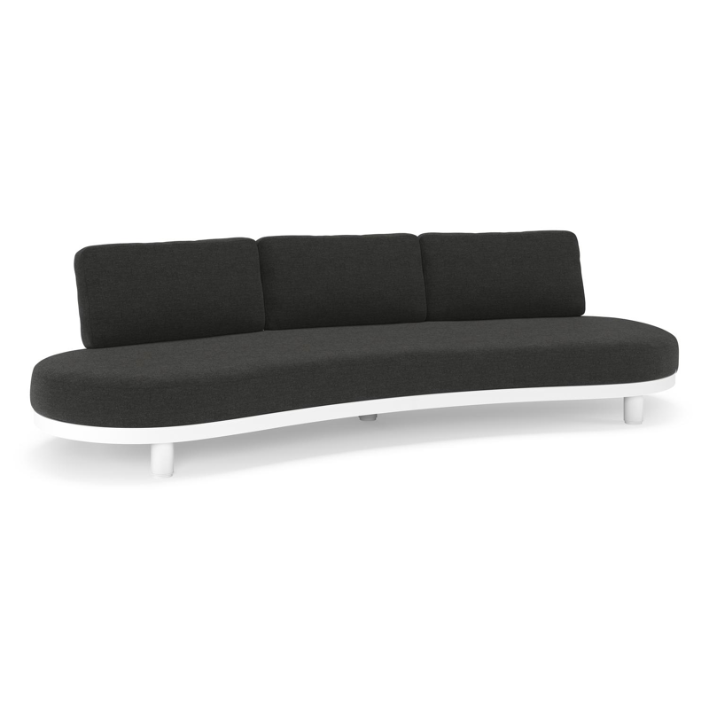 Canapé de jardin Donato en aluminium blanc et coussins en all weather sunbrella® luxe Chartres Sooty