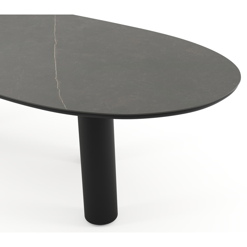 Table de jardin Amico organique en aluminium noir et céramique pleine Calatorao - Lg. 280 x Lrg. 120 x Haut. 73.5 cm