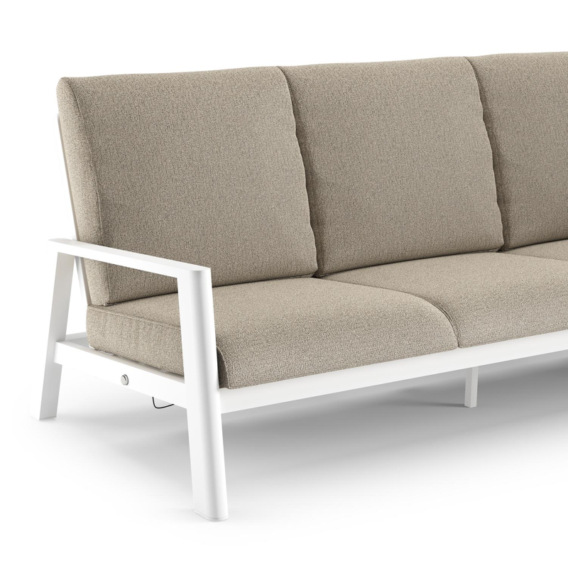 Cirello loungebank in wit aluminium met catania beige all weather cosytica kussen