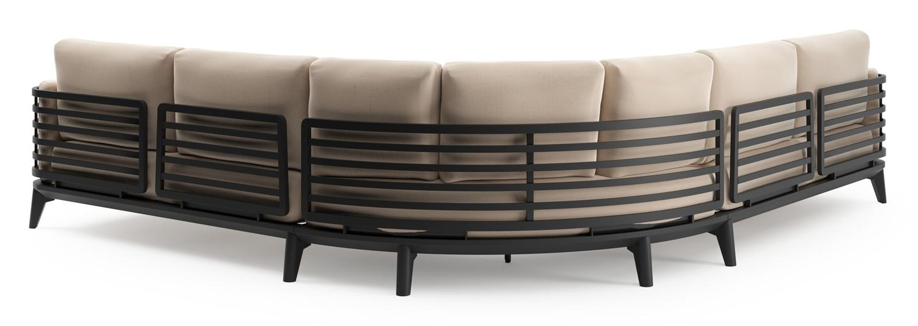Mosa loungehoek in zwart aluminium met natte linen chalk all weather sunbrella premium kussen