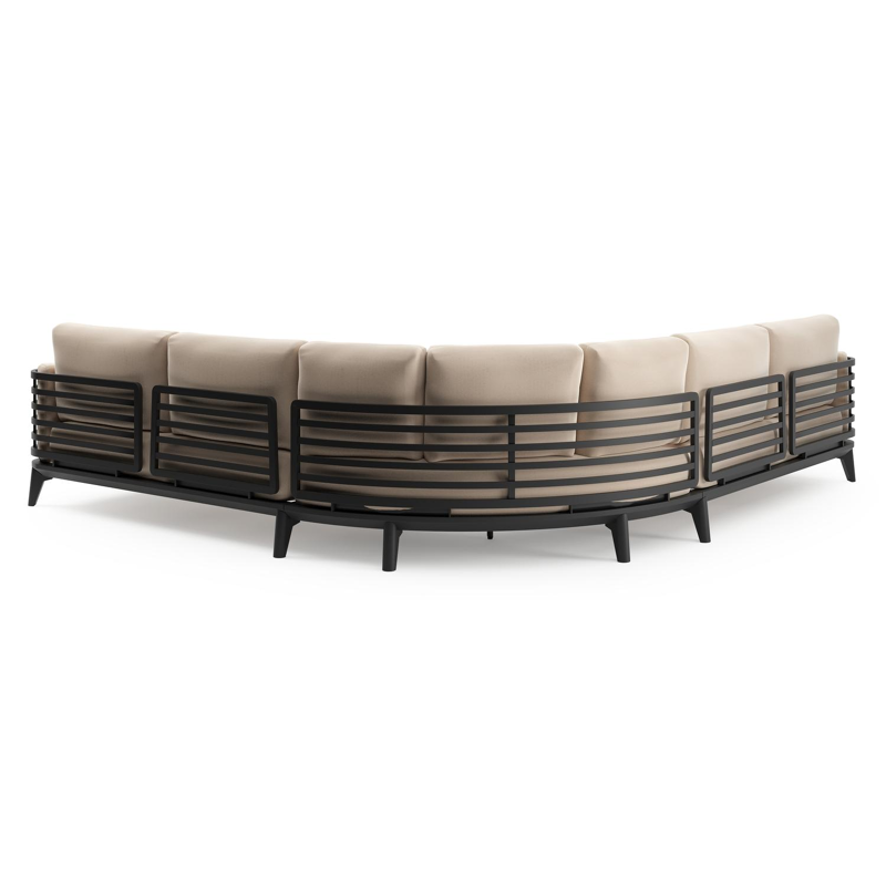 Mosa loungehoek in zwart aluminium met natte linen chalk all weather sunbrella premium kussen