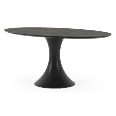 Fano tuintafel ovaal in zwart aluminium en volkeramiek black obsession - L 180 x B 110 x H 75 cm