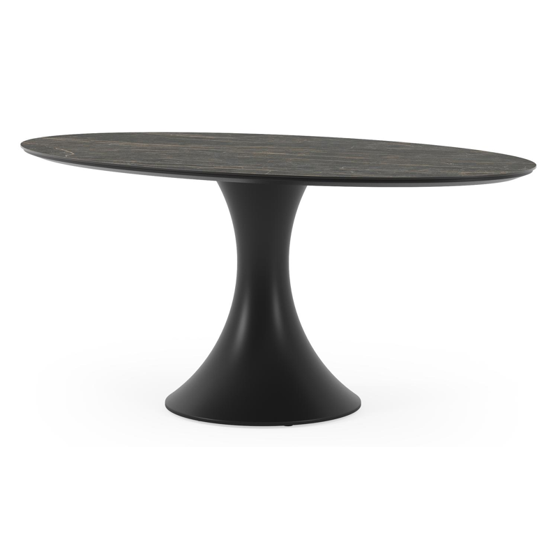 Fano tuintafel ovaal in zwart aluminium en volkeramiek black obsession - L 180 x B 110 x H 75 cm