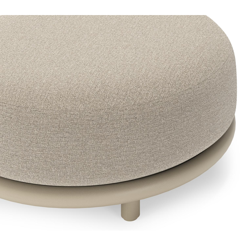 Lomano poef in beige aluminium en beige verticaal geweven luxe vlakke rope met Catania Greige all weather cosytica