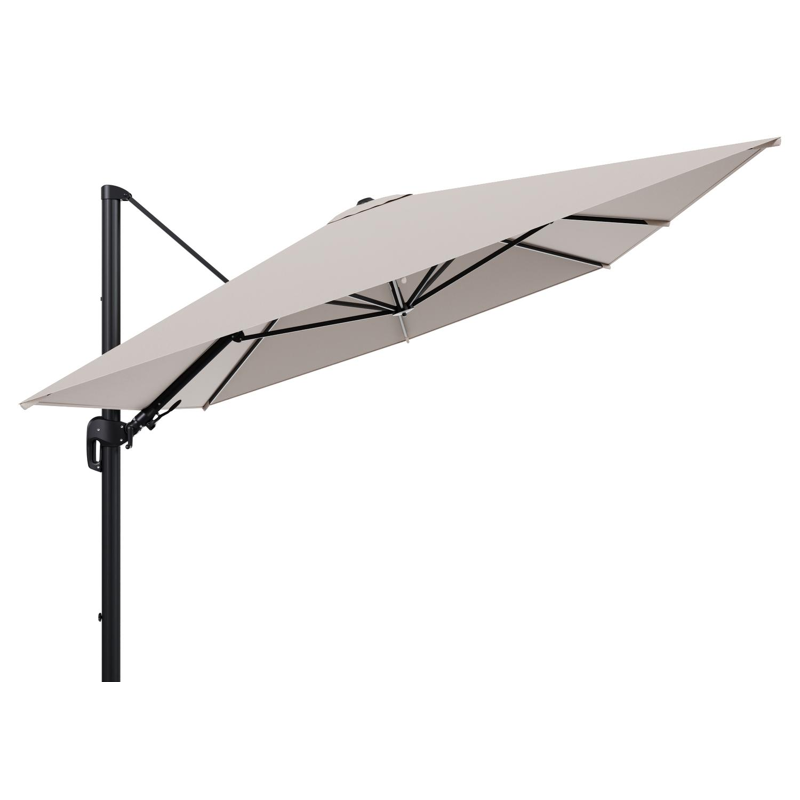 Rufina zweefparasol tiltfunctie in zwart aluminium en parasoldoek in All Weather Sunbrella® Luxe Wander Pilat - L1 400 x L2 300 cm (zonder voet) (zonder voet)