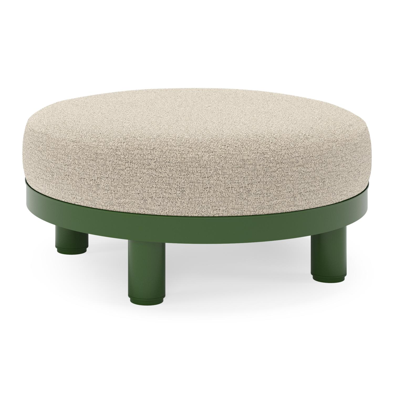 Donato lounge poef in groen aluminium met all weather cosytica Catania Beige kussen