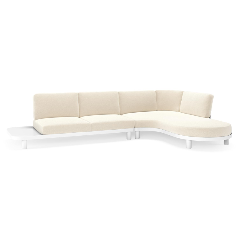 Donato loungehoek in wit aluminium met all weather cosytica Althea Off White kussen