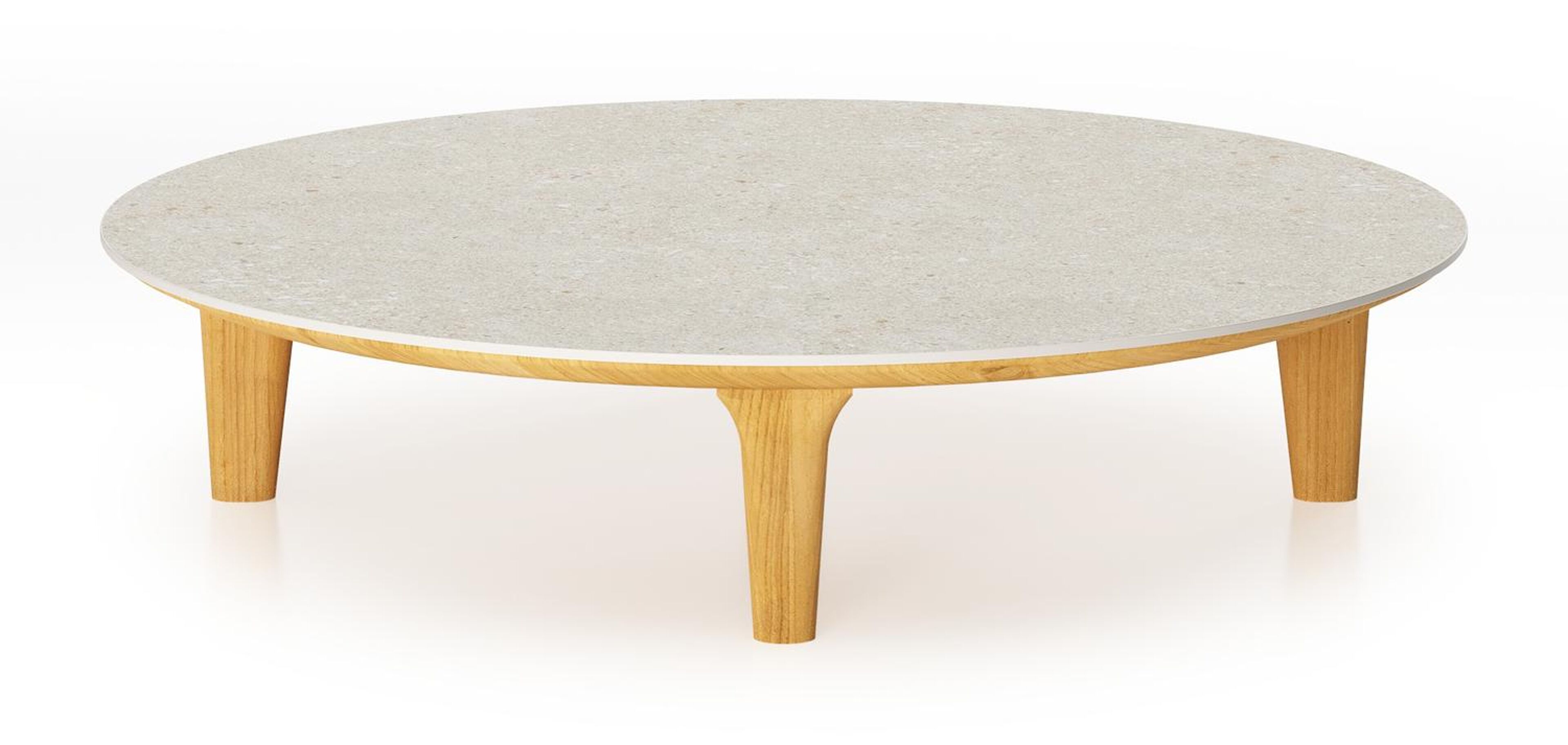 Bomero loungetafel in teak en volkeramiek Shilin - Dia. 85 cm - Dia. 85 x H 20 cm