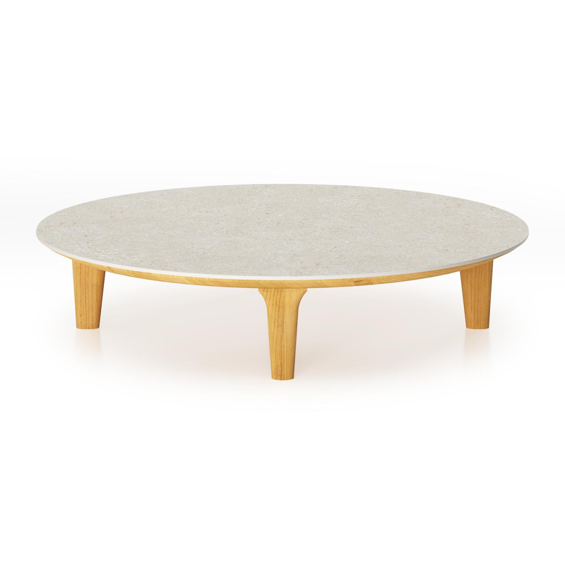 Bomero loungetafel in teak en volkeramiek Shilin - Dia. 85 cm