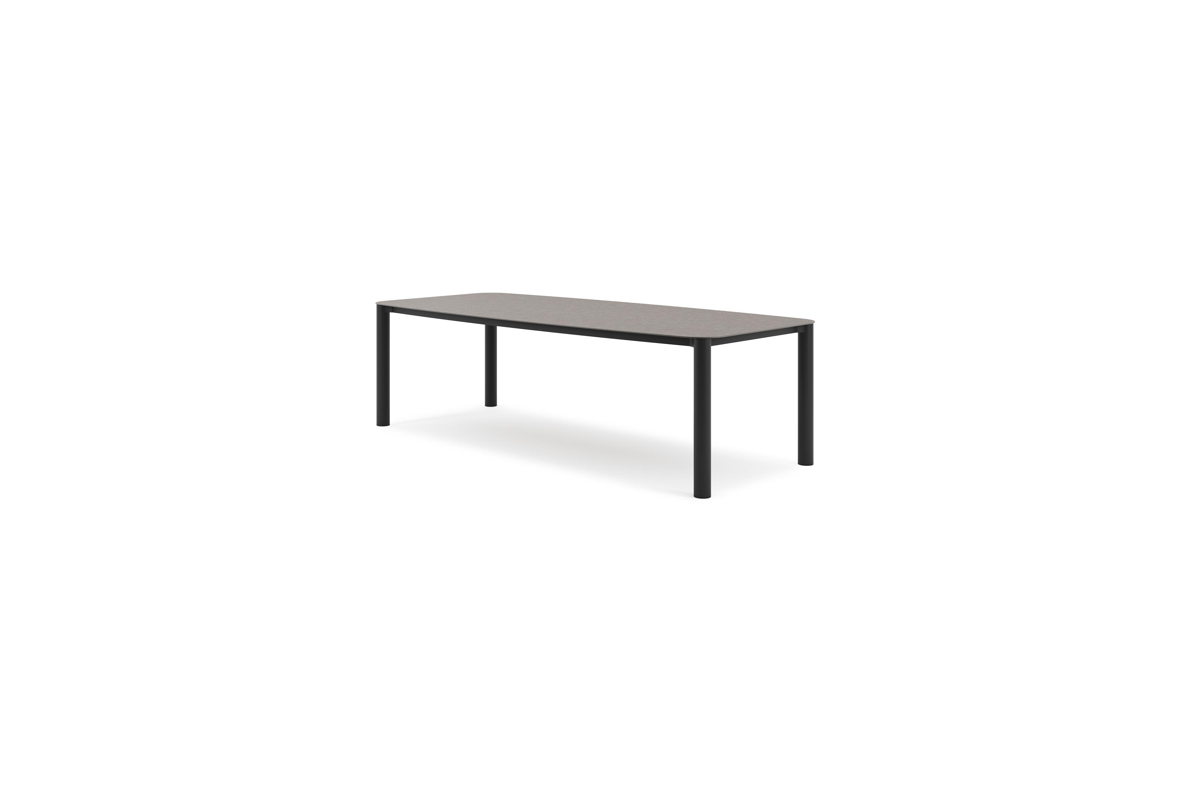 Orso tuintafel bootvorm in zwart aluminium en volkeramiek wulong - L 255 x B 115 x H 75 cm