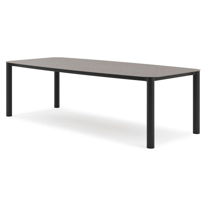 Orso tuintafel bootvorm in zwart aluminium en volkeramiek wulong - L 255 x B 115 x H 75 cm