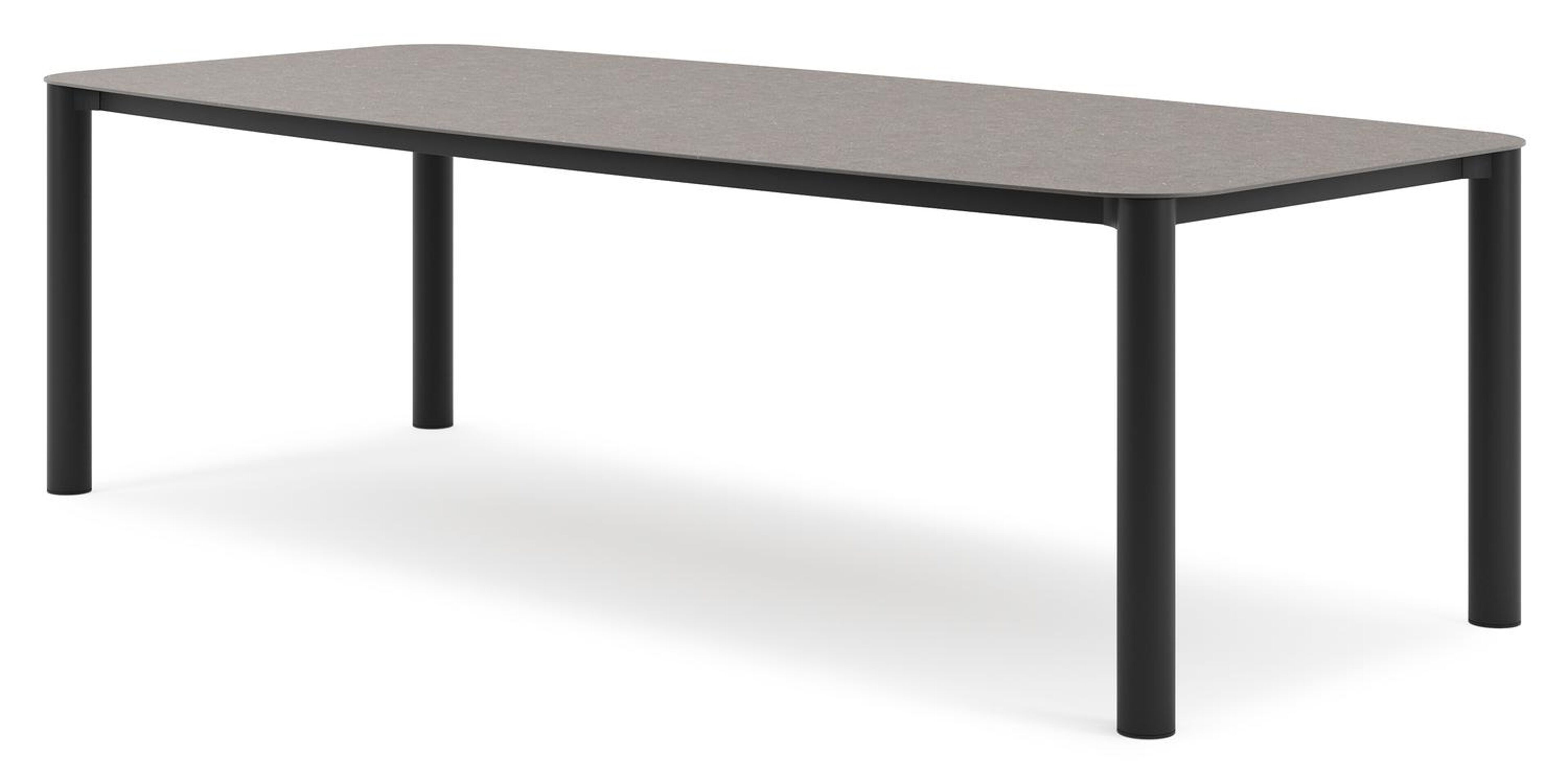 Orso tuintafel bootvorm in zwart aluminium en volkeramiek wulong - L 255 x B 115 x H 75 cm