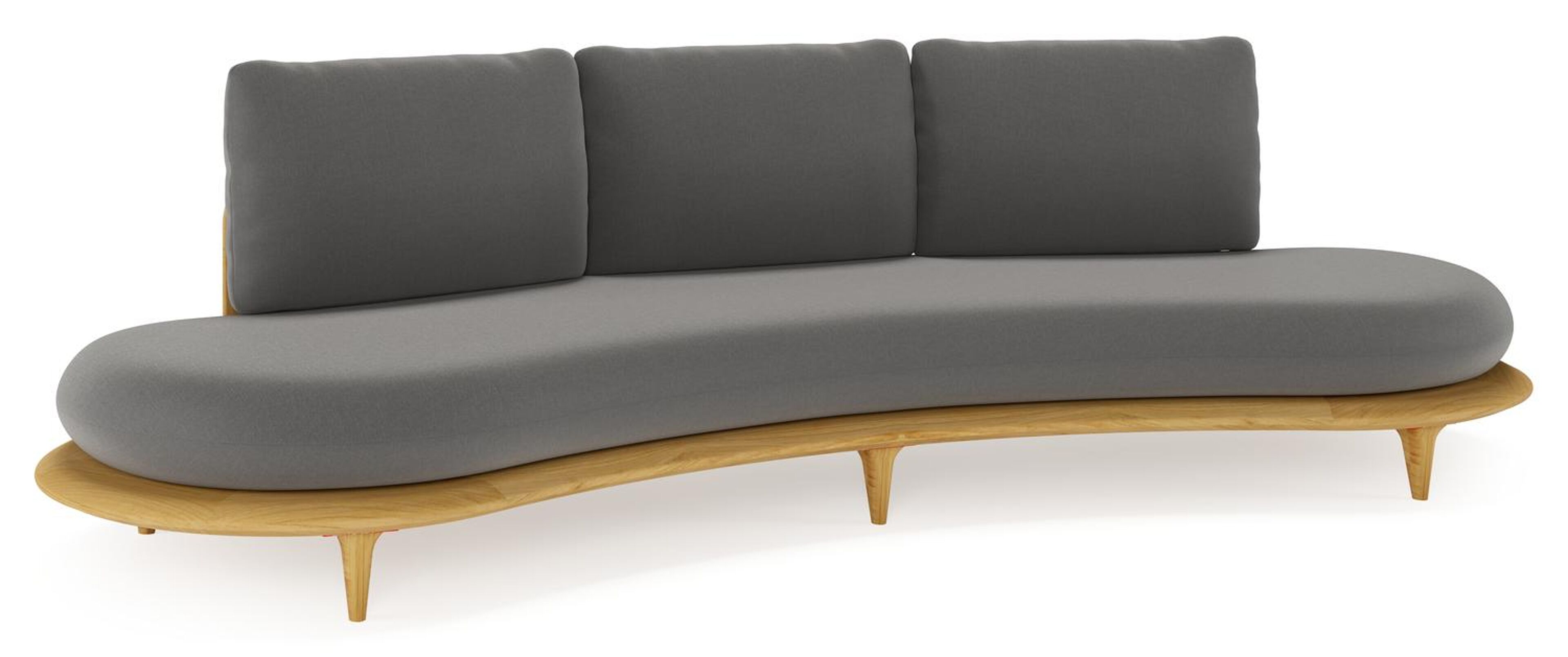 Canape de jardin Bomero en teck et coussins en all weather sunbrella® luxe natte charcoal chine