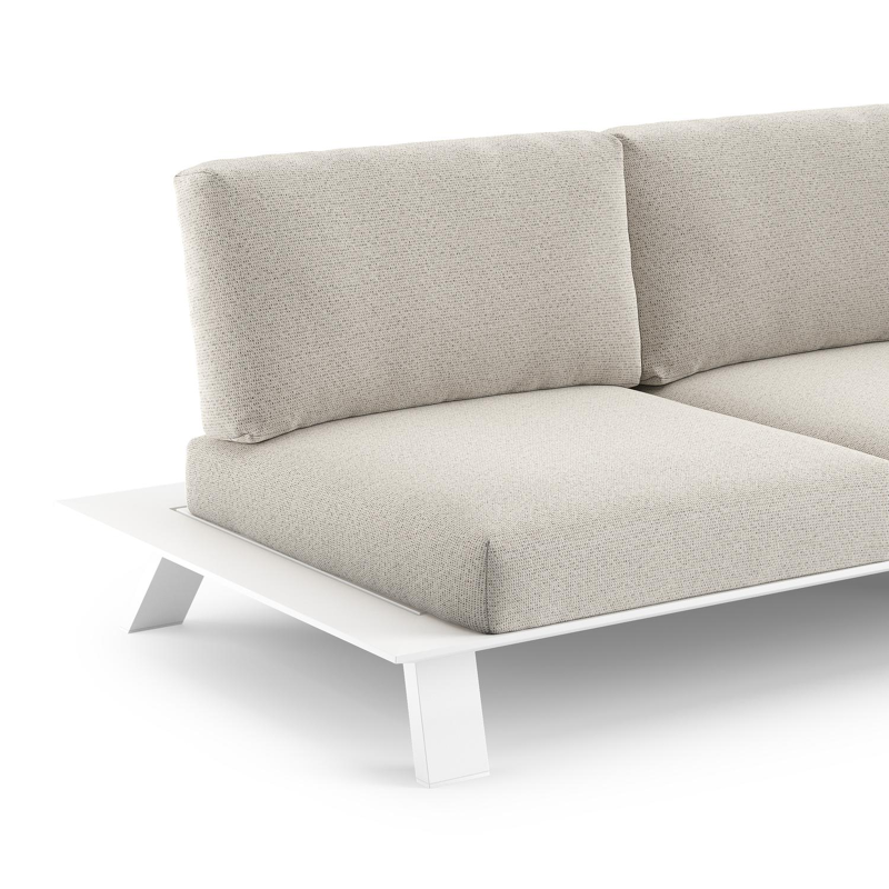 Canapé de jardin Cesano en aluminium blanc et coussin en all weather Solica firenze natural
