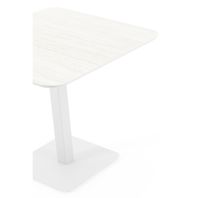 Fano kantelbare tuintafel vierkant afgerond in wit aluminium en volkeramiek calista - L 80 x B 80 x H 72.5 cm