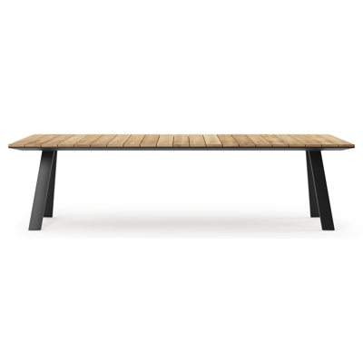 Cesano tuintafel rechthoekig in zwart aluminium en teak - L 280 x B 110 x H 75 cm