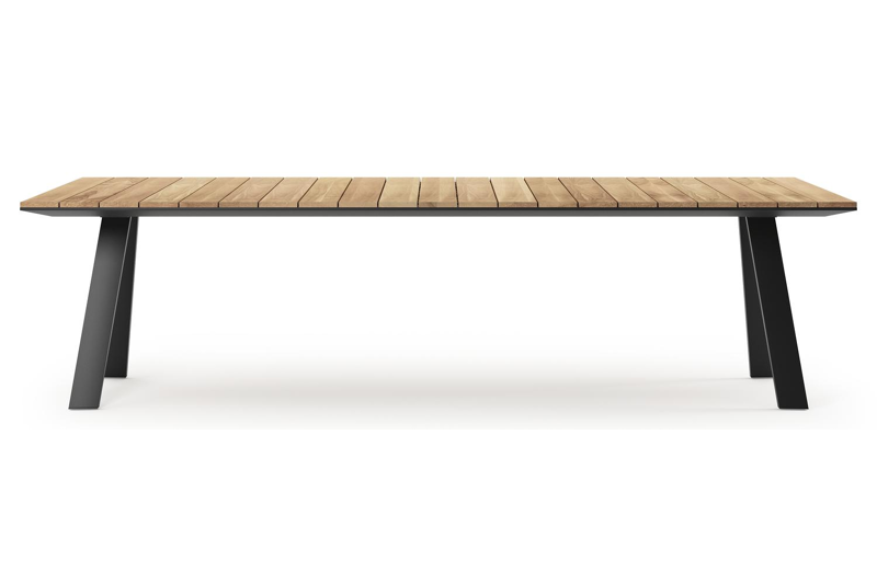 Cesano tuintafel rechthoekig in zwart aluminium en teak - L 280 x B 110 x H 75 cm